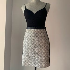 H&M Black and White with leather trim mini skirt
